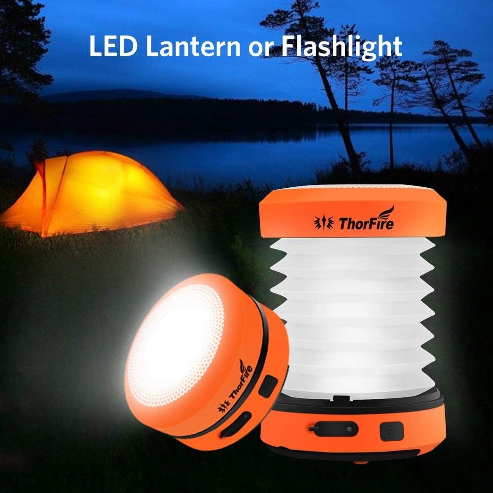 ThorFire LED Camping Lantern Lights Hand Crank USB Rechargeable Lanterns Collapsible Mini Flashlight Emergency Torch Night Light Tent Lamp for Camping Hiking Tent Garden Patio - CL01: Sports & Outdoors