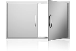 KODOM BBQ Access Door 36W x 21H Inch, Stainless Steel Double BBQ Doors,Weatherproof Outdoor Kitchen Doors for BBQ Island Outdoor Kitchen and Outside Cabinet