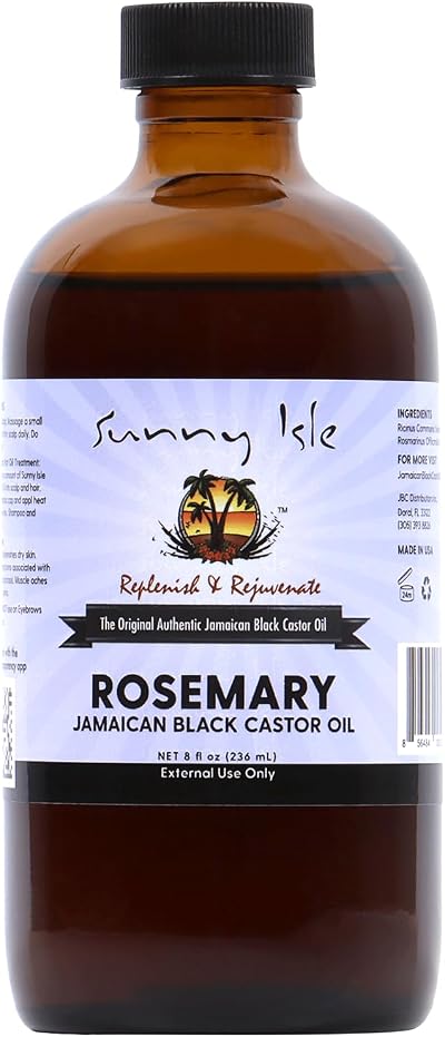 Sunny Isle Rosemary Jamaican Black Castor Oil 8oz Hair Skin Growth