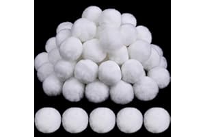 BEROZA 50 Pcs White Acrylic Pom Poms, 2 Inch Pompom Balls for Christmas Crafts, Party Decorations