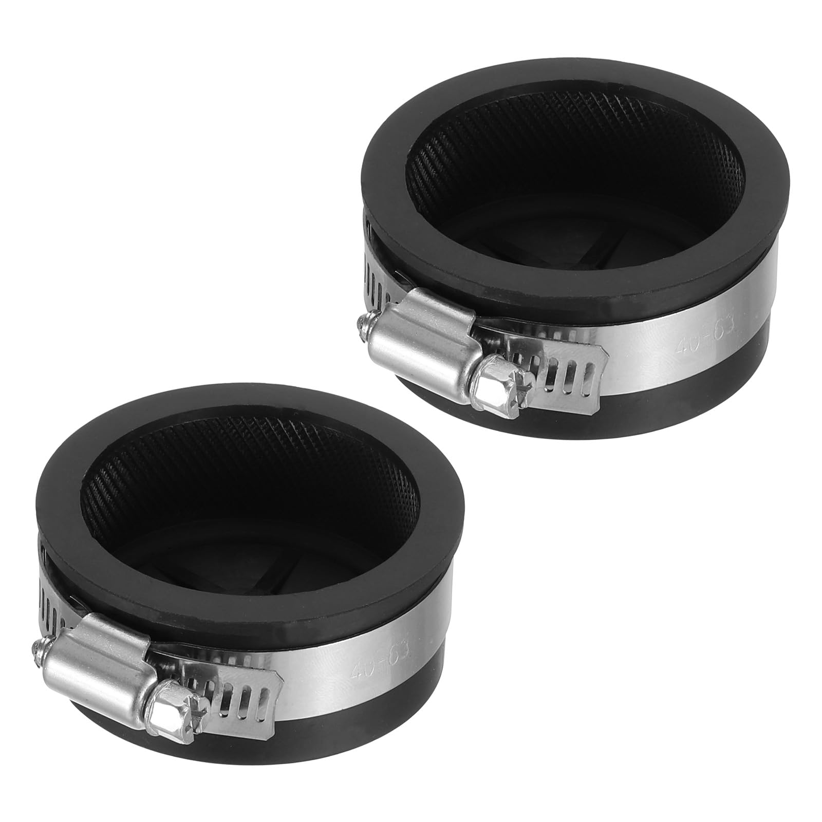 PATIKIL 1.5" PVC Pipe Cap, 2 Pack, Stainless Steel Clamps, Black, Sewer Cleanout Cover, Sink, Pool, Sewer