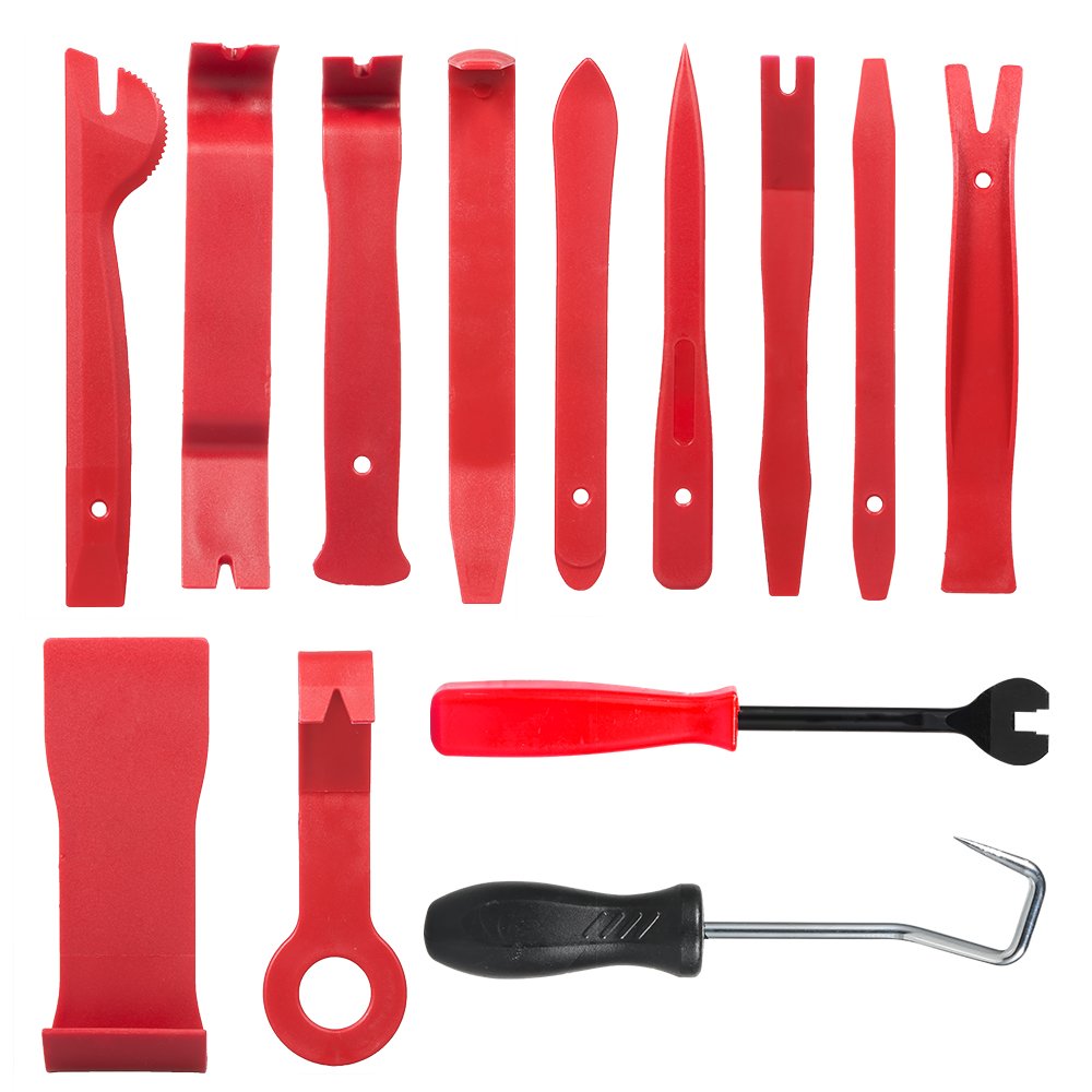 X-Things 13 Pcs Premium Auto Trim Removal Tool Kits with Fastener Hose Remover, Pry Installer Tool for Car Vehicle Audio Video Dashboard Door Panel(Without Bag)