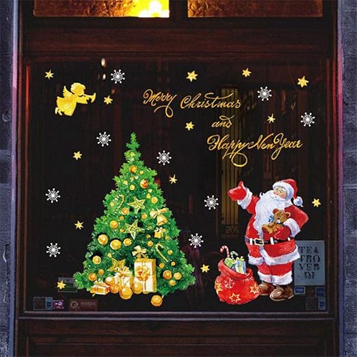 Albero Di Natale Heineken.Natale Vetrofanie Adesivo Murale Albero Babbo Natale Adesivi Per Finestre Di Natale Decalcomanie Da Muro Fai Da Te Per Vetri Negozi Vetrine Decorazioni Natalizie Per Vetrine Natalizie 60x90 Cm Amazon It Casa E