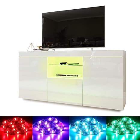 Elegant 1350mm Modern High Gloss Tv Stand Cabinet With Ambient