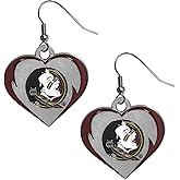 Siskiyou Sports NCAA Florida State Seminoles Heart Dangle Earrings, Team Colors,One Size