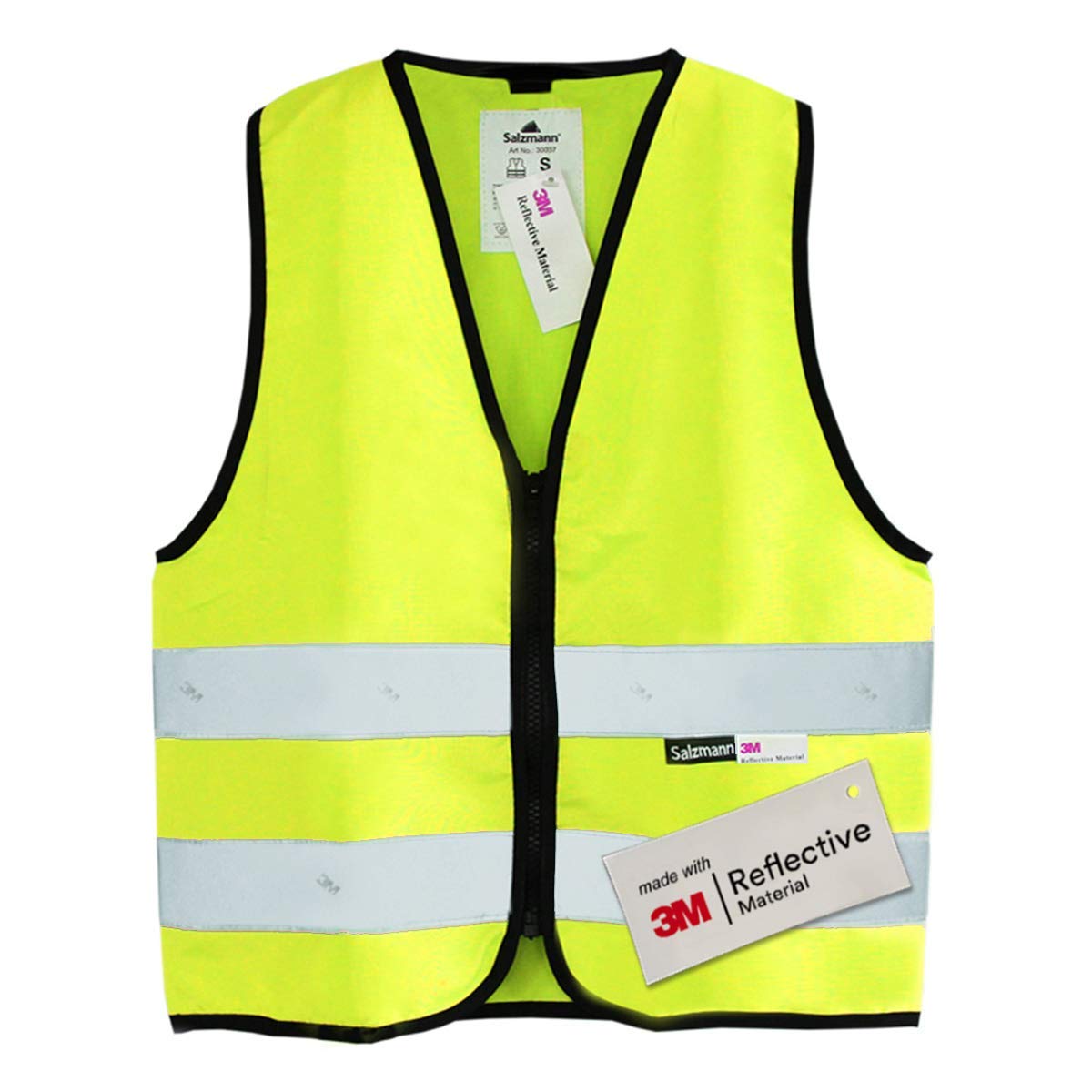 Salzmann Children’s High-Visibility Safety Vest with Zip | 4 Colours – Ages 1 to 18 | High Vis Vest for Kids | Made with 3M Reflective Material