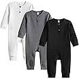 Bafeicao Baby Boy Girl 2/3 Pack Solid Romper Ribbed Short/Long Sleeve Bodysuit Jumpsuit Infant Knitted Outfits Clothes