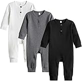 Bafeicao Baby Boy Girl 2/3 Pack Solid Romper Ribbed Short/Long Sleeve Bodysuit Jumpsuit Infant Knitted Outfits Clothes
