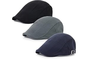 Geyanuo 3Pcs Cotton Newsboy Hat for Men Cool Adjustable Flat Cap