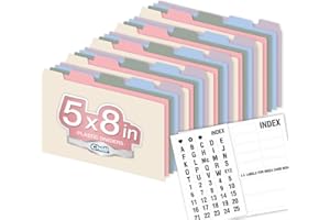 Chell 5x8 Plastic Index Card Dividers, Morandi Colors, Heavyweight Poly Index Card Guides A-Z, with Alphabetical/Blank Sticke