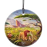 Disney – The Lion King – Remember Who You are – Thomas Kinkade Studios - 3.5” Starfire Prints Hanging Glass Print Accessory – Collectible | Complimentary Velveteen Gift Bag SPCIR1318