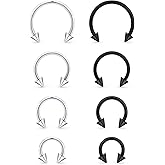 Kadogohno 16g Horse Shoe Septum Nose Rings for Women Surgical Steel Double Stud Hoop Daith Piercing Jewelry