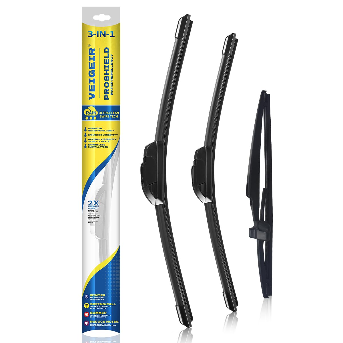 Photo 1 of 3 Pack Windshield Wiper Blades Compatible With Toyota 4Runner 2009 2008 2007 2006 2005 2004 2003 Automotive Replacement Front Rear Wiper Blades Set For My Car - 22" 20" 12"
