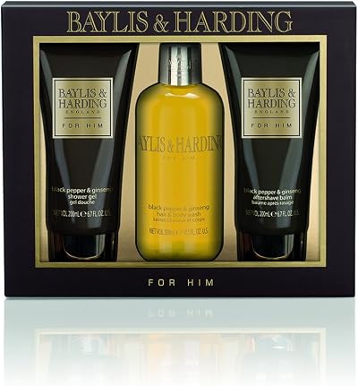 Baylis & Harding Black Pepper & Ginseng Men's Gift Set 3 Full Size Products