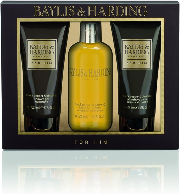 Baylis & Harding Black Pepper & Ginseng Men's Gift Set 3 Full Size Products