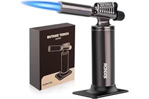 RONXS Butane Torch, Torch Lighter with 25g Large Gas Capacity, Refillable Blow Torch with Max 6'' Big Continuous Adjustable Flame, Industrial Soldering Torch for Cooking DIY Crafts (Gas Not Included)