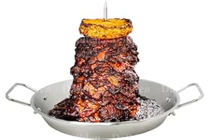 Dallden BBQ Vertical Skewer Al Pastor for Grill-Vertical Spit with 13" Base Pan for Tacos Al Pastor, Vertical Rotisserie Shawarma-Grilling Accessory with 3 Spikes (8”,10" and 12”)