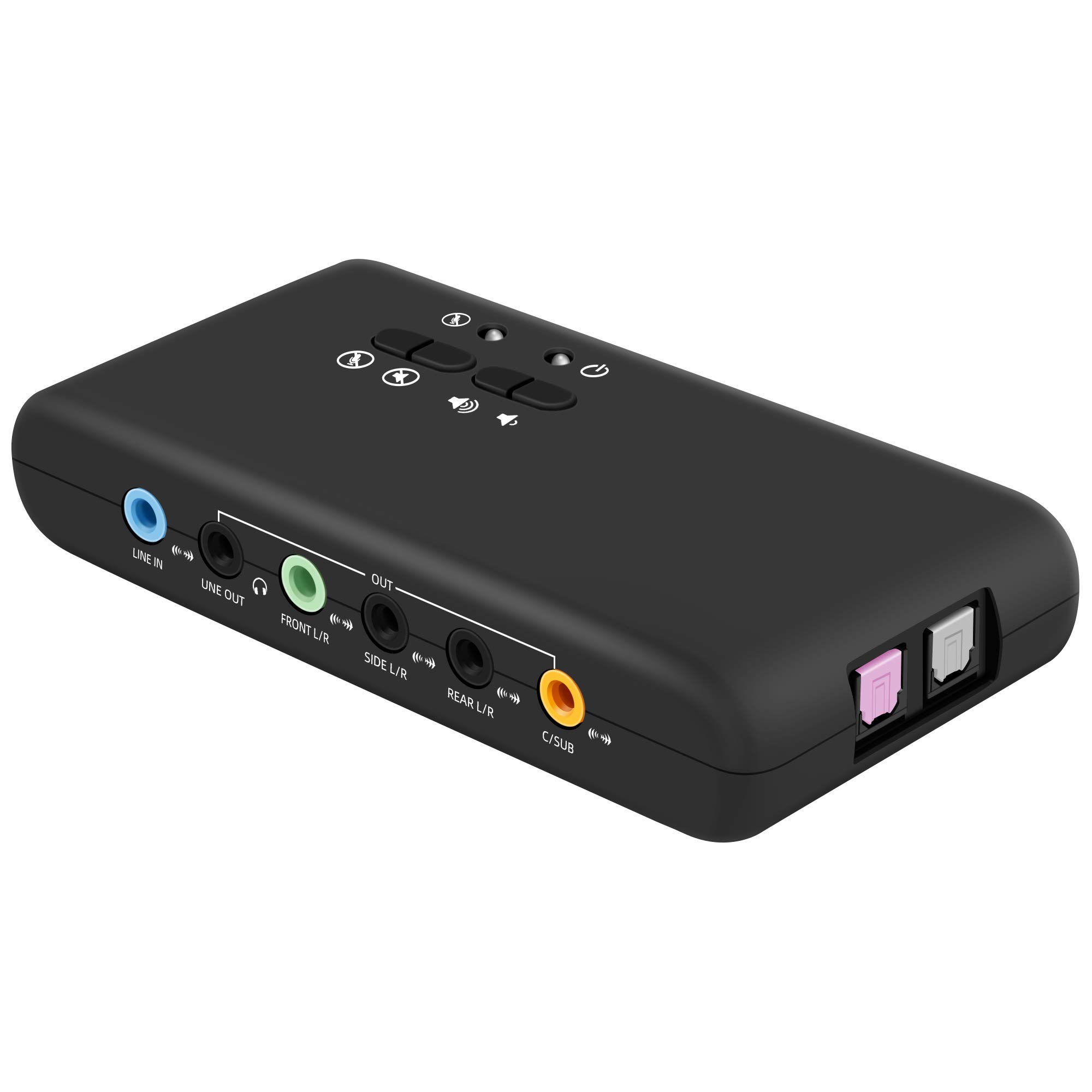 LEAGY USB 7.1 External Sound Card, 8-Channel - 7.1 Channel USB Soundbox - UP to 8 Speakers - Dynamic 3D Surround Sound - Simultaneous Recording and Playback - Analog and Digital Audio Equipment