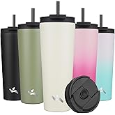 Konokyo 26 OZ Insulated Tumbler with Lid and 2 Straws Stainless Steel Water Bottle Vacuum Travel Mug Coffee Cup,Angel White