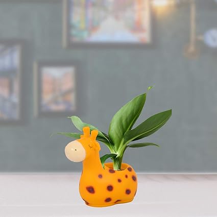 AC ANAND CRAFTS Polyresin Decorative Giraffe Planter for Plants for Home Decor Office and Outdoor-Orange