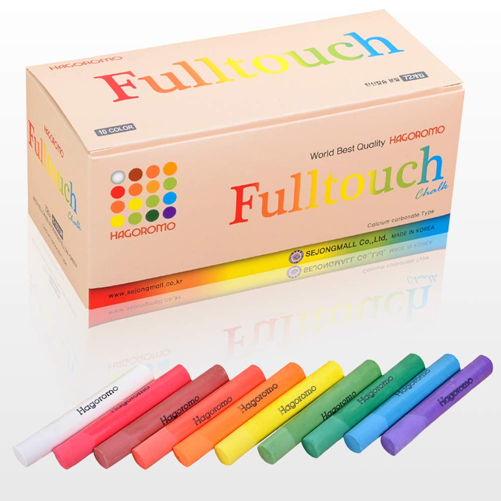 HAGOROMO Fulltouch Color Chalk 1 Box [72 Pcs/10 Color Mix]