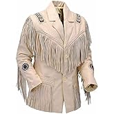 Rapid Mart Western Cowboy Leather Fashion Jacket For Mens Fringe & Beaded Native American Coat