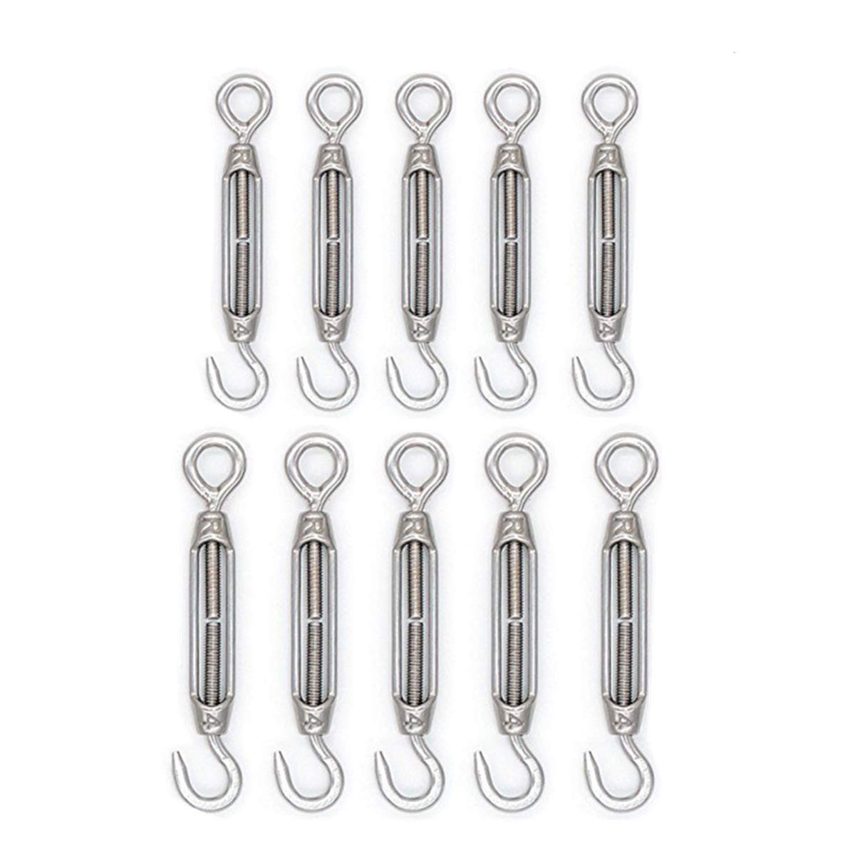 10pcs M4 Turnbuckles Best 304 Stainless Steel OC Hook Eye Wire Rope Tension-M4