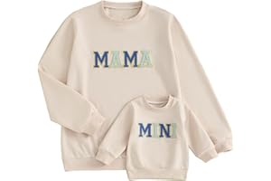 ZAXARRA Mommy and Me Matching Outfits Long Sleeve Crewneck Pullover Tops Mama Sweatshirt Mama and Mini Clothes