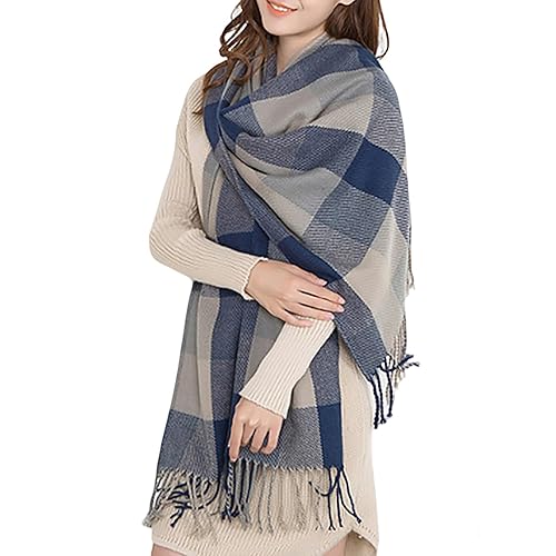 Miss Lulu Women Scarves Winter Long Soft Warm Tartan Check Wraps Wool Spinning Tassel Shawl Stole Scarf Ladies
