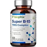 biophix Super B-15 100 Veggie Caps - Niacin Calcium Choline Inositol DMG TMG - Supports Healthy Oxygen Energy Levels