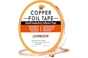 CHANZON Copper Foil Tape 5mm 7/32 inch x 66ft Double Sided Conductive Adhesive for Soldering,Electric,Stained Glass,Crafts,Repair,Paper Circuits,Grounding,Guitars