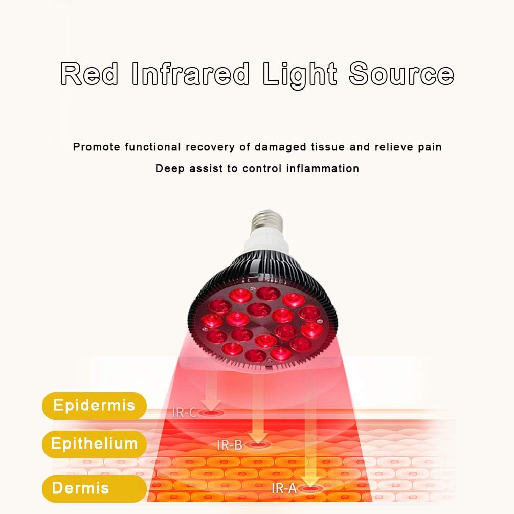 Red Light Therapy Lamp,VIETERR Infrared Light Therapy Device,36W 18 LED 660nm Red and 850nm Near Infrared Combined Red Light Bulb for Pain Relief and Skin: Health & Personal Care
