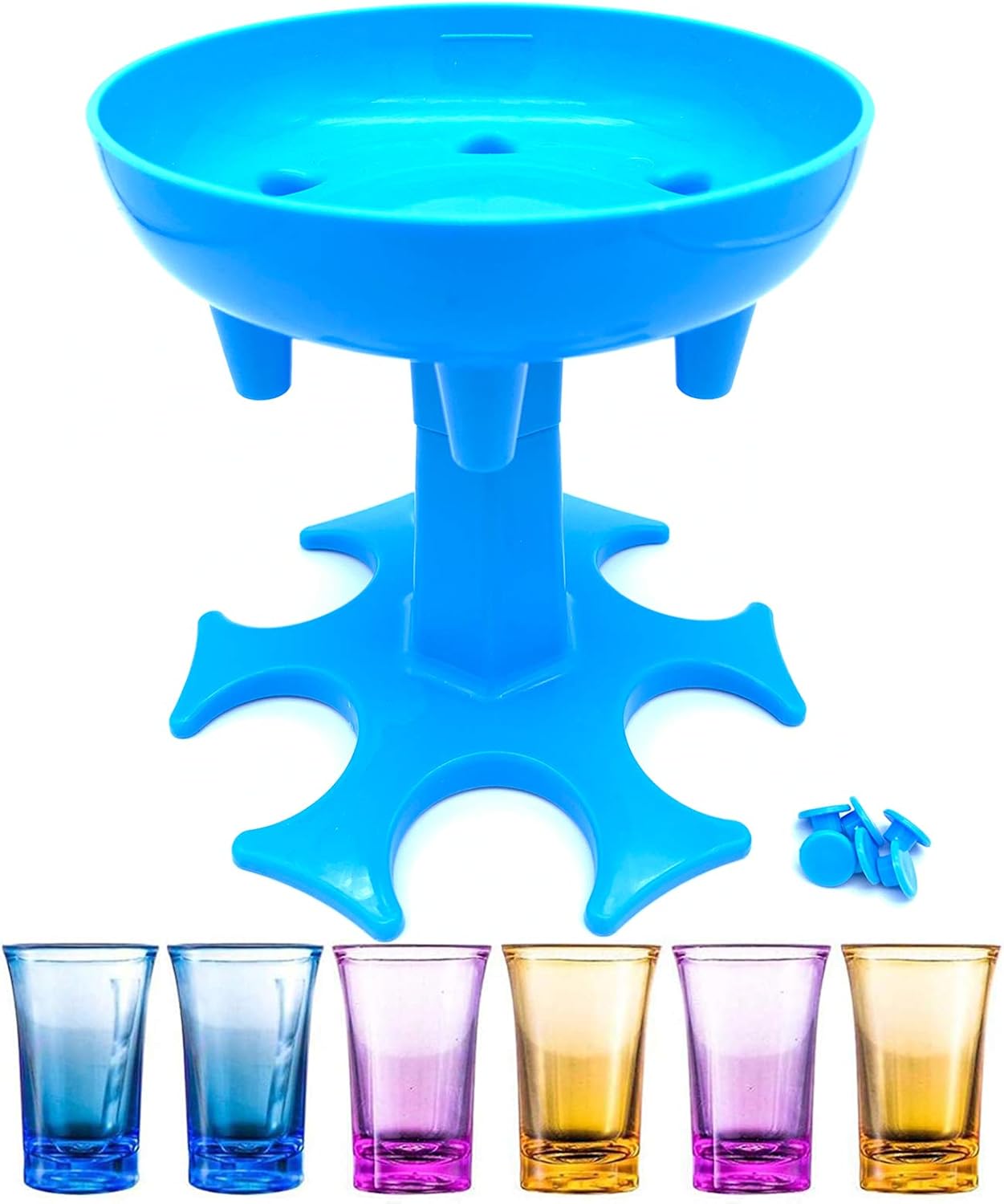 BEITESTAR As Seen On TV 6 Ways Shot Glasses Dispenser - Shot Glass Dispenser for Filling Liquids - Carrier Caddy Liquor Dispenser - A must-have cocktail dispenser for receptions (Blue)