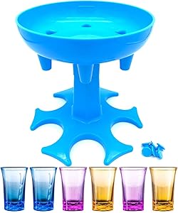 BEITESTAR As Seen On TV 6 Ways Shot Glasses Dispenser - Shot Glass Dispenser for Filling Liquids - Carrier Caddy Liquor Dispenser - A must-have cocktail dispenser for receptions (Blue)