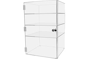 Marketing Holders Acrylic Locking Vertical Cabinet with Keys 12" x 12" x 19" Clear Tall Countertop Locker One Piece No Assembly with Swinging Door for Retail Merchandise