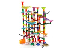 DSPITWOD Marble Run - 200Pcs Maze Game Construction Building Toy, Race Track Set with 30pcs Glow in Dark Plastic Marbles STEAM Building Toys Gift for Kids (Marble run-200)
