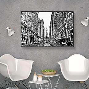 Floating Framed Canvas Wall Art for Living Room, Bedroom Black and White Building Canvas Prints for Home Decoration Ready to Hang - 16x24 inches