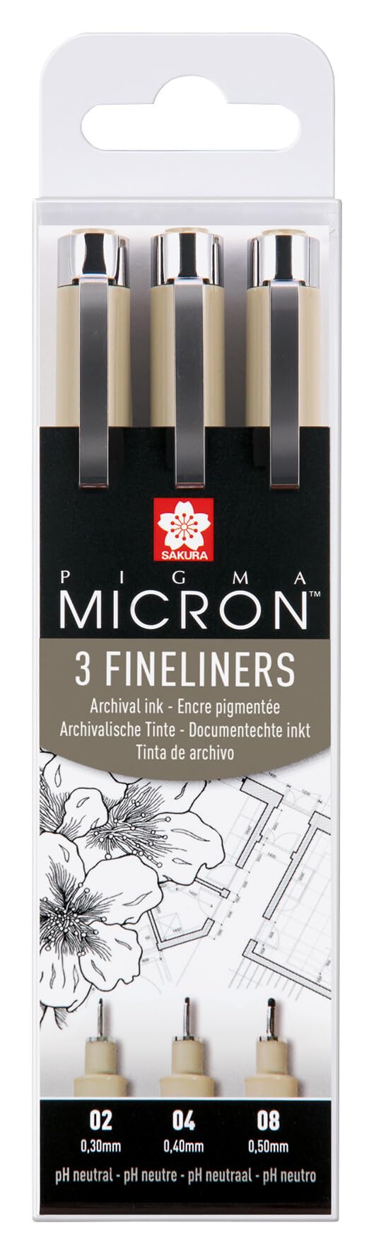 SAKURA - Pigma Micron Wallet - 3 Black Pens POXSDK3