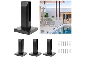 LukLoy 4 Pack LukLoy 304 Stainless Steel Square Glass Spigots Pool Fence Spigot Clamp Home Garden Stairs Balustrade Railing Balcony Glass Floor Clamp (4 Pieces Black Weight 960g)