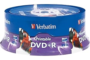 Verbatim DVD+R 4.7GB 16X White Inkjet Printable, Hub Printable - 25pk Spindle