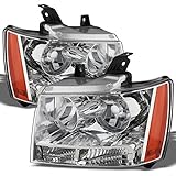 Xtune For 2007-2013 Avalanche Suburban Tahoe Chrome Headlights Front Lamps L+R Pair Left+Right/2008 2009 2010 2011 2012 2013