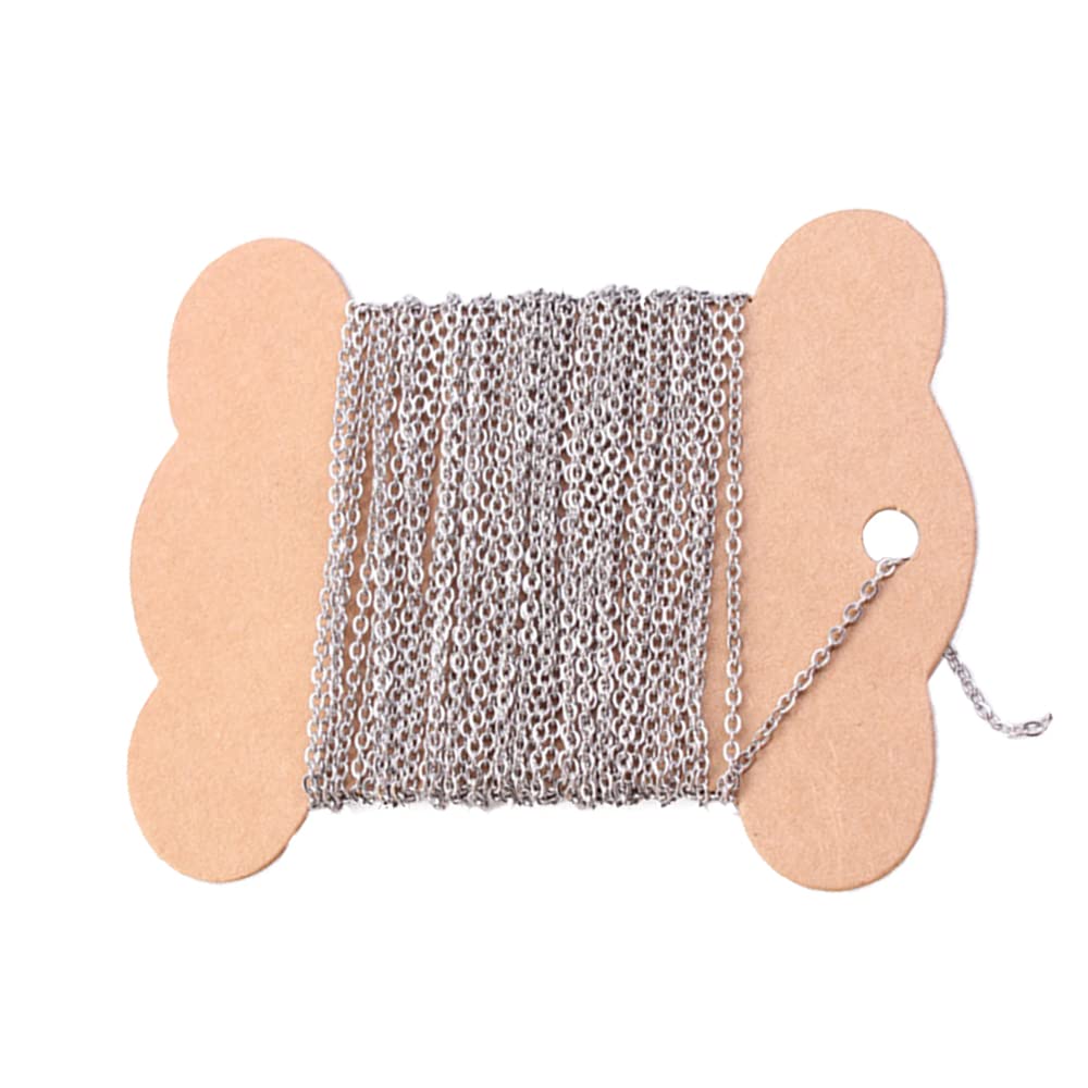 Flat Cable Link Chain Necklace Stainless Steel Twisted Chains Silver Plated Curb Chains Roll for Jewelry Making DIY Necklace Anklets Bracelet and Crafts