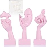oliruim 3 Pcs Thinker Small Statue Set - Pink Art Abstract Home Accent Figurines for Decor Woman Apartment Bookshelf Floating Shelf Coffee Table Office Desk Bathroom Counter Decor (3 Pcs Pink, 6")