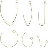 BENECREAT 60PCS 18K Real Gold Plated Earring Hooks Ear Wires, Open V Shape Earring Findings, Textured Arc Dangle Hook Earrings for DIY Jewelry Making Craft