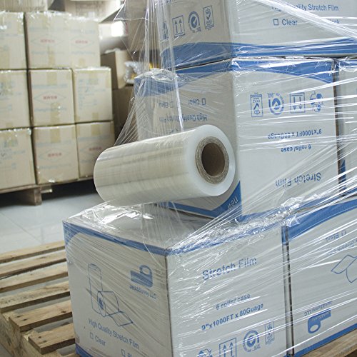 Jack&Sunny Stretch Wrap 9''x 1000 Ft 80 Gauge with 1 Pair of Plastic Hand Saver for Moving Shipping Packing Depot&Storage Industrial Hand stretch wrap film Clear (clear1, 1-roll) - Thumbnail 2