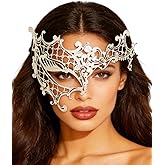 Campsis Masquerade Mask Silver Masquerade Ball Mask Metal Rhinestone Venetian Party Masks for Women