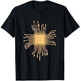 Microchip Circuit Board CPU Golden Tech Pattern T-Shirt
