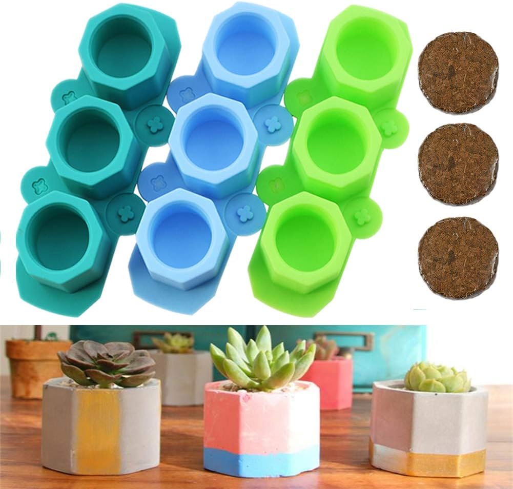 VCZONE Silicone Flower Pot Molds Polygonal Succulent Plants Moulds DIY Ceramic Craft