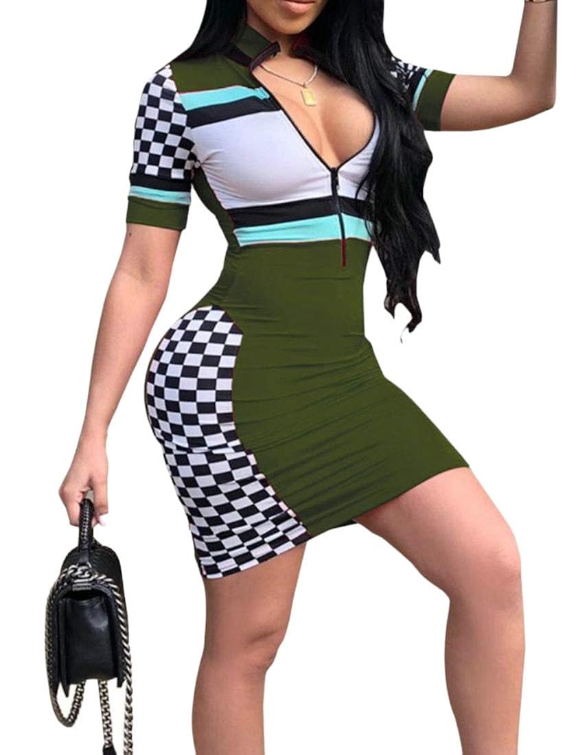 checkerboard bodycon dress