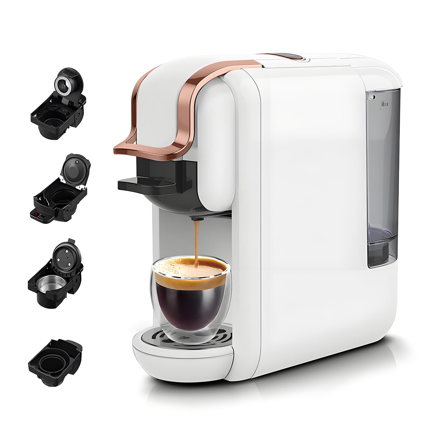 Photo 1 of MAIPSIG 4-in-1 Pods Coffee Maker 19Bar, Compact Design Fast Brew Hot/Cold Espresso Machine for K Cup Pods,Nes Original/DG Capsule and Ground Coffee at Home or Office (White)